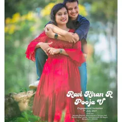 A joyful and classic engagement invitation portrait. This image captures the couple's happiness and excitement, making it a wonderful way to invite guests to their special day.