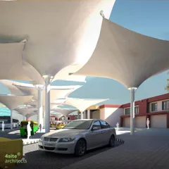 A street-level view of the proposed private vehicle pick-up and parking area at the Ranchi bus terminal, designed to prevent traffic clogging at the main entrance.