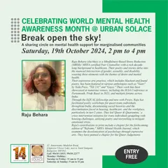 As part of World Mental Health Awareness Month, we hosted "Break open the sky!", a sharing circle for marginalized communities, facilitated by the insightful Raju Behera.