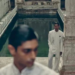 Using depth of field to create a layered composition with two models. This shot for Dhruv Vaish plays with focus to create a sense of mystery and intrigue.