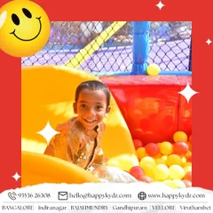 A happy smile from a child enjoying our slide and ball pit. A weekend spent with us is a weekend full of fun and laughter.