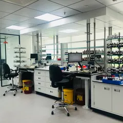 A view of a research and development lab we designed. Labs are complex projects that require meticulous planning for mechanical, electrical, and plumbing (MEP) systems, as well as specialized workflows.