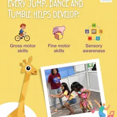 Every jump, dance, and tumble helps develop a wide range of abilities. Our programs are designed to enhance gross motor skills, fine motor skills, and sensory awareness all at once.