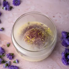 This is where food meets magic. My light as air rasmalai appears to float in a cloud of fragrant mist, a modern take on a classic dessert that combines familiar flavors with a touch of theatrical presentation.