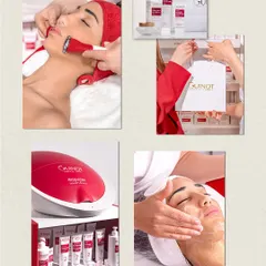 A closer look at the elements of our premium Guinot facials. This collage showcases the high-performance products, specialized equipment like the Hydradermie machine, and the expert hands-on techniques we use to deliver a scientifically-backed, luxurious skincare experience.
