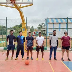 A snapshot of our co-ed basketball batch after a solid morning practice. Everyone is welcome here, no matter your skill level. Banni aadri (Come, play)!