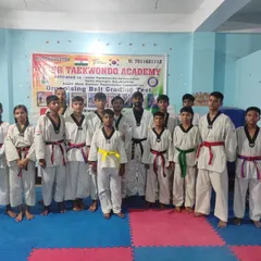 A group photo of my students at the Tiger Taekwondo Academy in Delhi, featuring a mix of different belt levels.