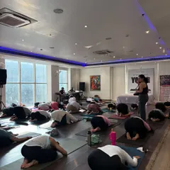A moment of surrender in Balasana (Child's Pose) during our large-scale Yoga Day event. It was a day of connection and coming home to ourselves.