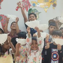 From pulp to paper! The children were fascinated by the process of making their own paper. This hands-on craft teaches them about recycling and the value of creating something new from old materials.