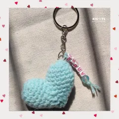 A simple and sweet crochet heart keychain. This one was personalized with the name "Dhruv" on beaded letters. I can add any name or word you like.