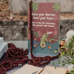 A fire ceremony where guests could 'Burn their Worries, Burn their Fears.' This interactive ritual allowed everyone to participate in a symbolic act of purification and celebration.