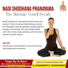 We teach Nadi Shodhana Pranayama, or Alternate Nostril Breathing. This simple technique is excellent for calming the mind, reducing stress, and improving mental clarity by balancing the body's energy.