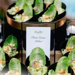 For Day 5 of Navratri, we celebrated the color green with our Classic Caesar Salad. Served in individual lettuce cups, it's a fresh, vibrant, and pure vegetarian dish perfect for festive gatherings.