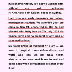 This student from Sydney had a vaginal birth without any pain medication. She knew exactly what to do at home because my labor management class empowered her with the right knowledge.