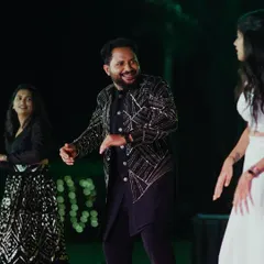 Guests enjoying the dance floor at a Sangeet. My goal is to create a fun and inclusive atmosphere where everyone feels comfortable letting loose and celebrating.