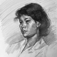 A pencil study from an online workshop, focusing on structure, values, and expressive shading. A strong foundation in drawing is key to great portrait painting.