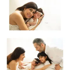 Two heartwarming portraits from a family session. One with mom and baby, and another with the whole family sharing a loving moment. These are the memories that last a lifetime.