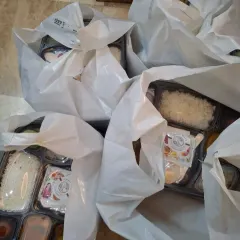 Bags of bulk lunch thali orders, packed and ready for dispatch. I can handle large orders for corporate events and offices.