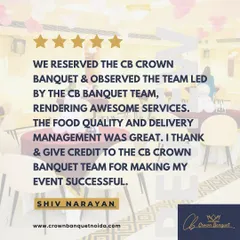 Shiv Narayan's feedback commends our team for awesome services and great food quality and delivery management. We take pride in our team's ability to make every event a success.