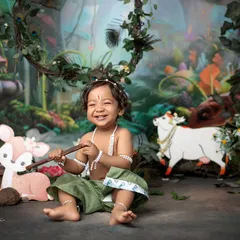Life has been magical ever since this little Krishna entered my life. This whimsical forest setup is the perfect backdrop for his playful spirit.