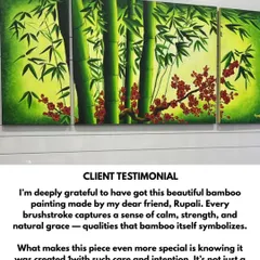 Blessed and grateful. This heartfelt testimonial from a dear friend for her custom bamboo painting means so much to me. Knowing it's a reflection of our friendship makes it even more special.