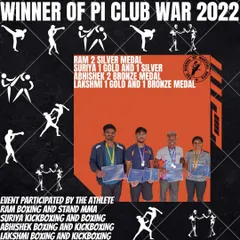 Our team showcased their versatility at the PI Club War 2022. Our athletes earned medals in multiple disciplines, including Ram with two silvers in Boxing and Standup MMA, and Lakshmi with a gold in Boxing and bronze in Kickboxing.