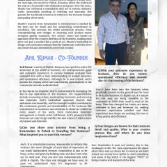 This page from the magazine features the founder of Eshtyles, my mother-in-law Shashi Bala, and co-founder Anil Kumar. Their experience and passion are the foundation of our business.