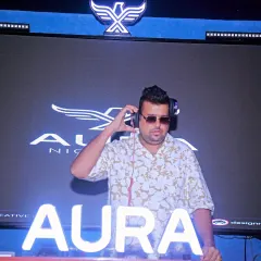 In the zone during my residency at Aura Night Club. This is my home base, where I get to spin the latest techno and house tracks for the Mumbai club scene.