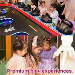 A collage of premium play experiences. From exciting racing arcade games to creative workshops, we curate a wide variety of activities to keep kids engaged and happy.