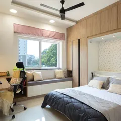 This guest bedroom doubles as a home office, a perfect example of my approach to compact home design. The Murphy bed folds away seamlessly, transforming the room and maximizing its functionality for daily use.