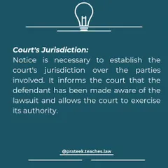 This post explains that a notice is necessary to establish the court's jurisdiction over the parties involved in a lawsuit.