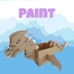 The 'Paint' stage is all about self expression. Here is our cardboard dragon model, a perfect 3D canvas for children to explore colors and designs. I encourage every child to make their creation uniquely theirs.