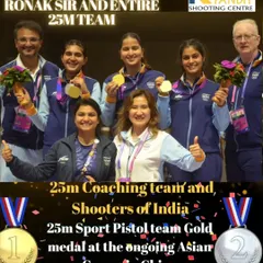 A moment of immense pride as our 25m Sport Pistol women's team wins Gold at the Asian Games in China. This victory is a testament to the collective strength, focus, and coordinated effort of our athletes and the entire coaching team. We build not just individual champions, but winning teams.