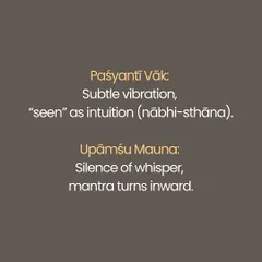 What comes first, sound or silence? In Tantra, Śabda (sound) is seen as Śakti, the creative power, while Mauna (silence) is Śiva, the unmanifest consciousness. This series explores the four levels of sound (Vāk) and silence (Mauna), from the gross spoken word to the supreme silence of pure awareness. Yoga teaches us not to choose one over the other, but to realize they are two sides of the same reality.
