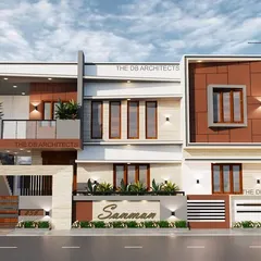Another view of the proposed 3D design for the "Sanman" residence, highlighting the balanced composition and the mix of modern and warm materials.