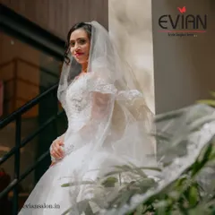 A closer look at our beautiful bride. We went for an elegant and radiant bridal makeup look that enhances her natural features, complementing her classic white wedding gown.