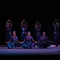 The power of dancing together is immense. Here is my dance family and I in a moment of synchronized grace during our 'Nrithyotsavam' production. These group performances are a celebration of our shared passion and dedication to the art form.