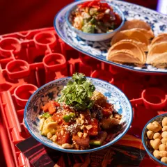 A close-up of a fresh and colourful salad from Banng, highlighting the textures of the ingredients and the vibrant presentation.