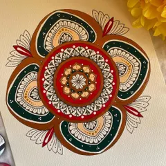 I love working with earthy tones, as seen in this unique piece. The combination of deep green, rich brown, and warm red creates a grounded and calming effect, perfect for a space where you want to feel connected to nature.