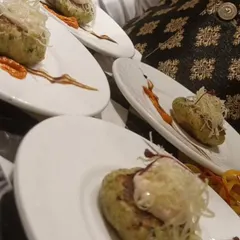 Artistically plated kebabs for a celebrity birthday party. The presentation of each dish is as important as its flavor, and we take great care to ensure every plate is a work of art.