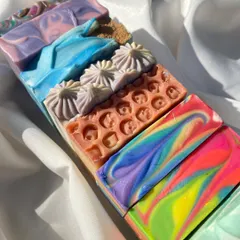 Another look at the beautiful textures and tops of my soap bars. I love adding details that make each one a small work of art.