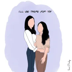 A custom faceless digital illustration for two best friends, inspired by the iconic "Friends" theme. It's a sweet and modern way to celebrate your bond.