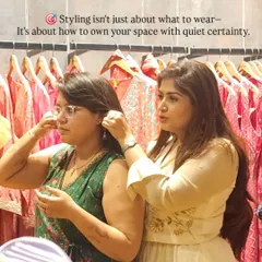 A candid shot from a styling session. Styling isn't just about what to wear; it's about how to own your space with quiet certainty.