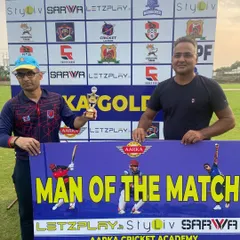 A player from the Aarka Gold Cup 2024 receives the 'Man of the Match' award. We create competitive opportunities for our players to test their skills.