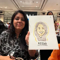 A simple and clean black and white ink caricature, perfect for guests who appreciate a minimalist style.