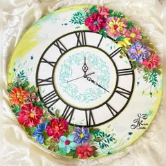This large 20-inch wall clock shows how art can be functional. I designed it with a clean, classic face to let the cascade of colorful, hand-sculpted flowers be the star, turning a simple clock into a beautiful piece of home decor.