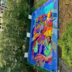 This was a massive project: painting an entire basketball court for the NBA and 2K Foundations in Mumbai. This aerial view shows the sheer scale and vibrant energy we brought to the community. For brands that want to make a bold, unforgettable statement, I can transform any surface into a landmark.