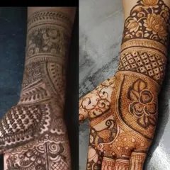 A before-and-after comparison, showing the transformation from a faded design to a fresh, intricate, and beautifully executed new one.