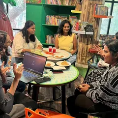 Laughter, friendship, and play. This photo captures the joyful spirit of our Mommy Moments community events at Kydzadda.