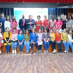 A group photo of students and faculty at our workshop on countering media disinformation. We bring together aspiring journalists to learn from seasoned professionals.